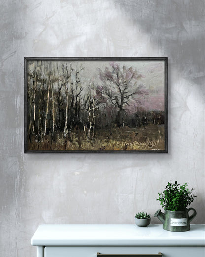 Framed Oil Painting Fallen Forest by Volodymyr Pashchenko