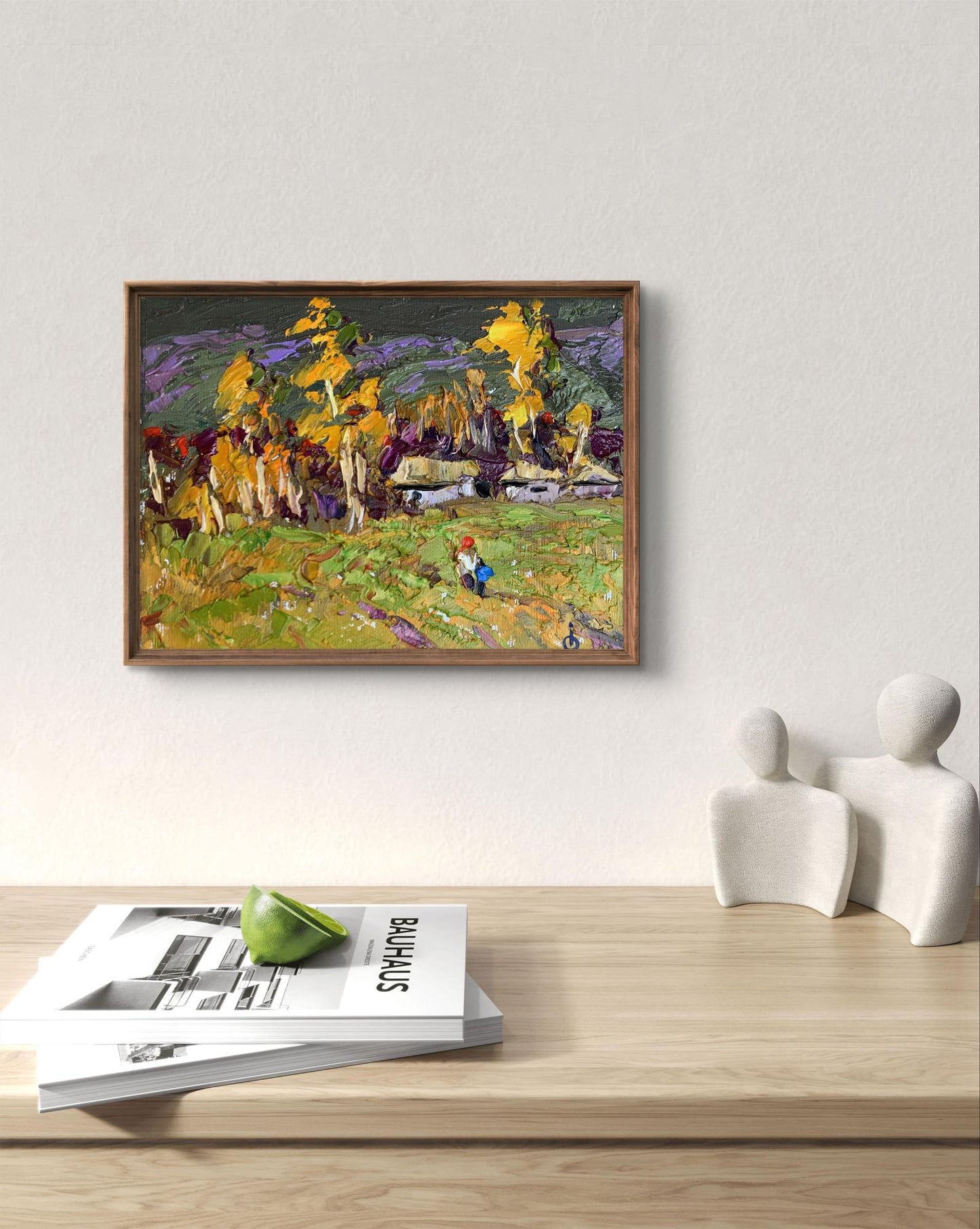 Oil painting It was raining by Oksana Ivanyuk in wooden frame