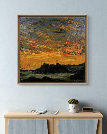 Oil painting Over the Mountains by Serhiy Kovalev abstract landscape
