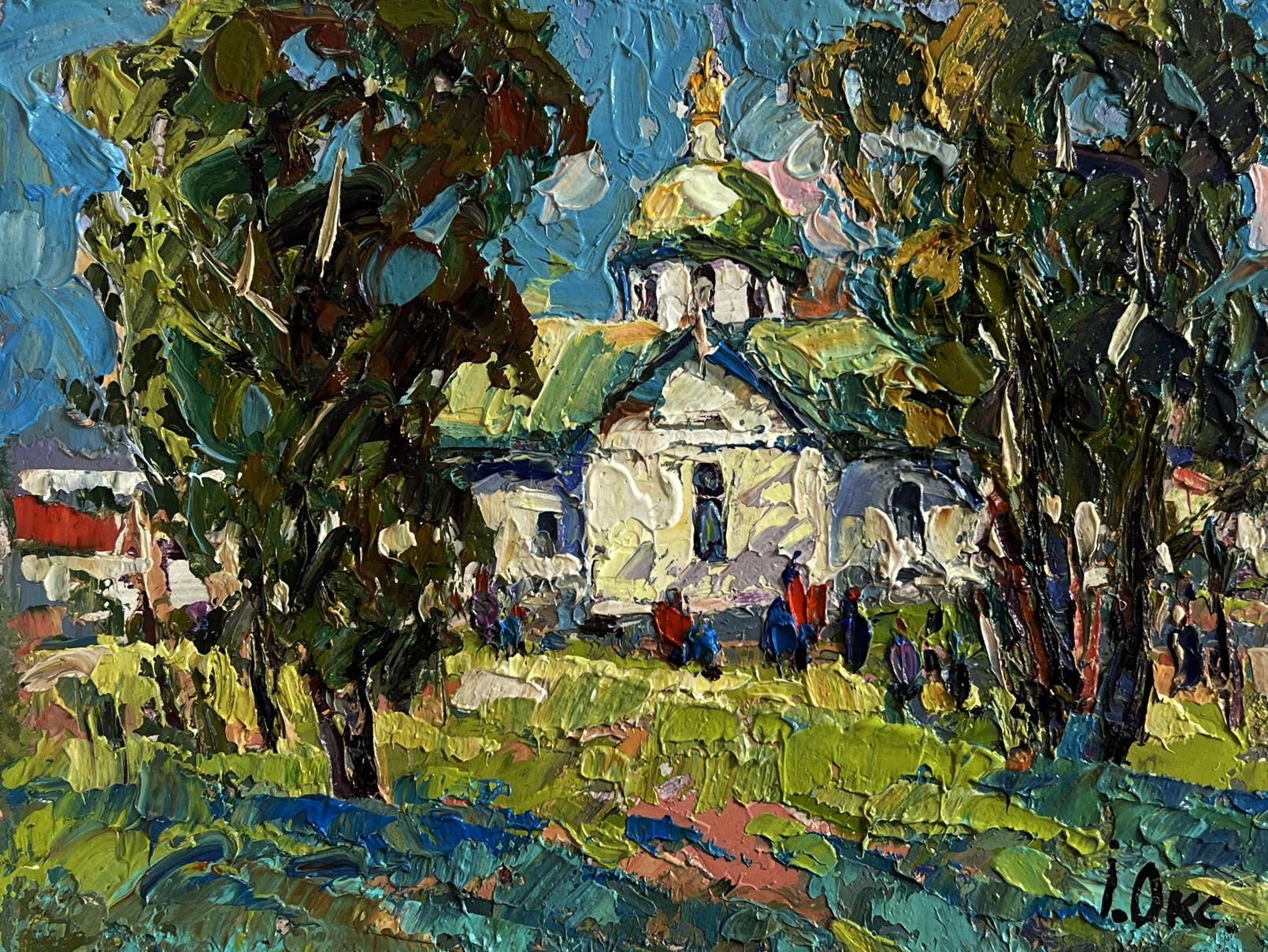 Vibrant impressionistic oil painting Hike to the Monastery by Oksana Ivanyuk