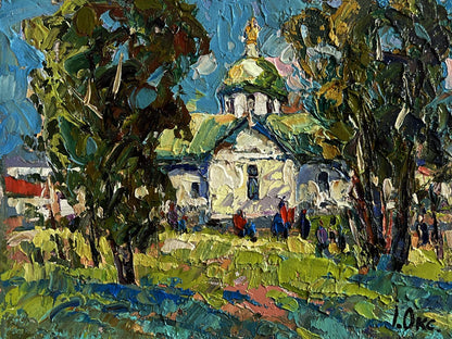 Vibrant impressionistic oil painting Hike to the Monastery by Oksana Ivanyuk