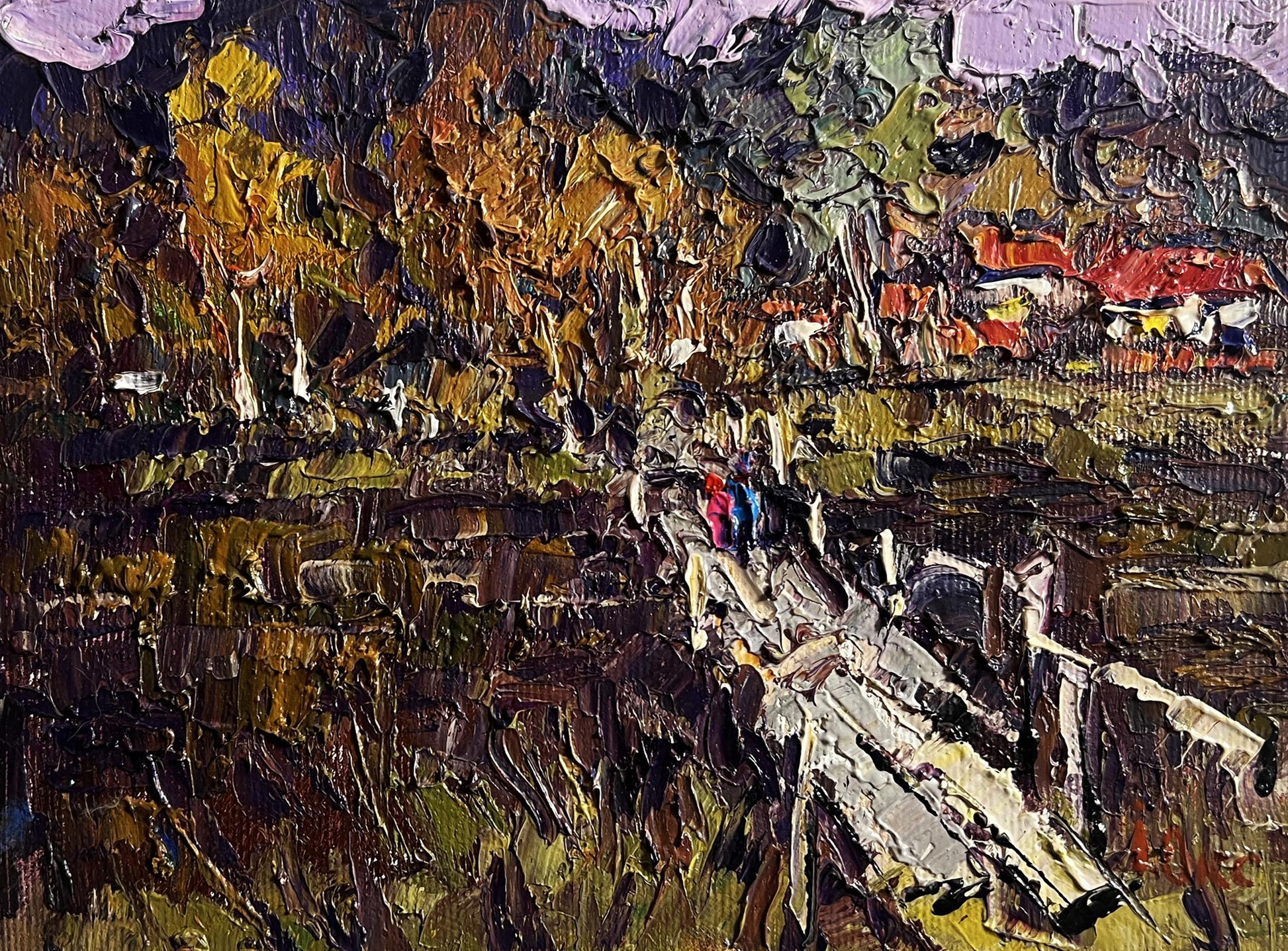 Textured oil painting To the Other Side of the River by Oksana Ivanyuk