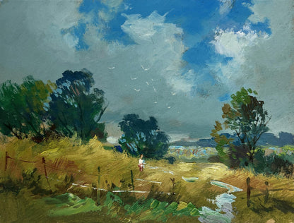Serene impressionistic oil painting Warm breath of the field by Yuriy Suprunchuk