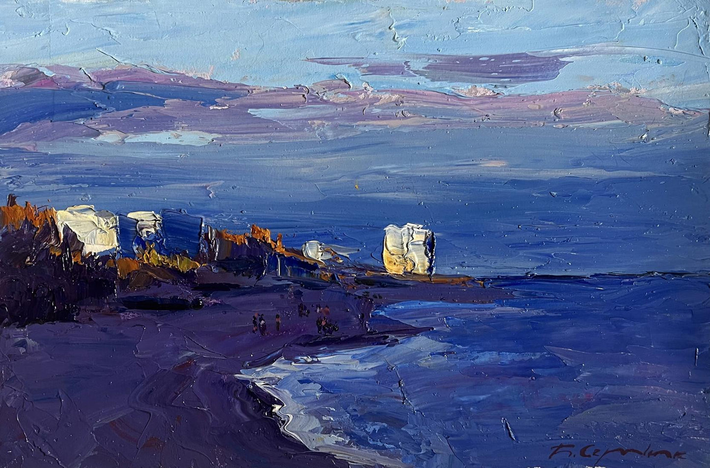 Oil painting On the sea coast by Boris Serdyuk: impressionist coastal cliffs