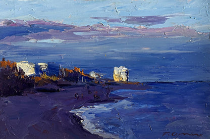 Oil painting On the sea coast by Boris Serdyuk: impressionist coastal cliffs
