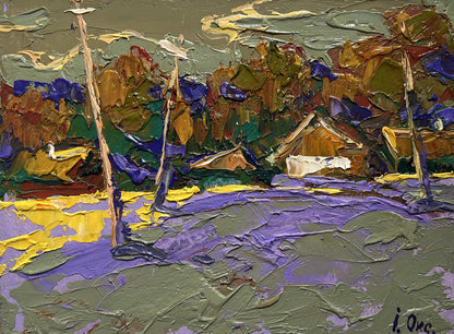 Vibrant impressionist oil painting Overlooking the Village by Oksana Ivanyuk
