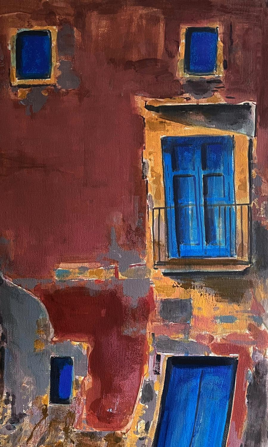 Vibrant abstract acrylic painting Before the Fight by Juan Angel Gonzalez de la Calle