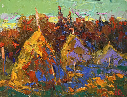 Vibrant impressionist oil painting The sun is setting by Oleksiy Ivanyuk