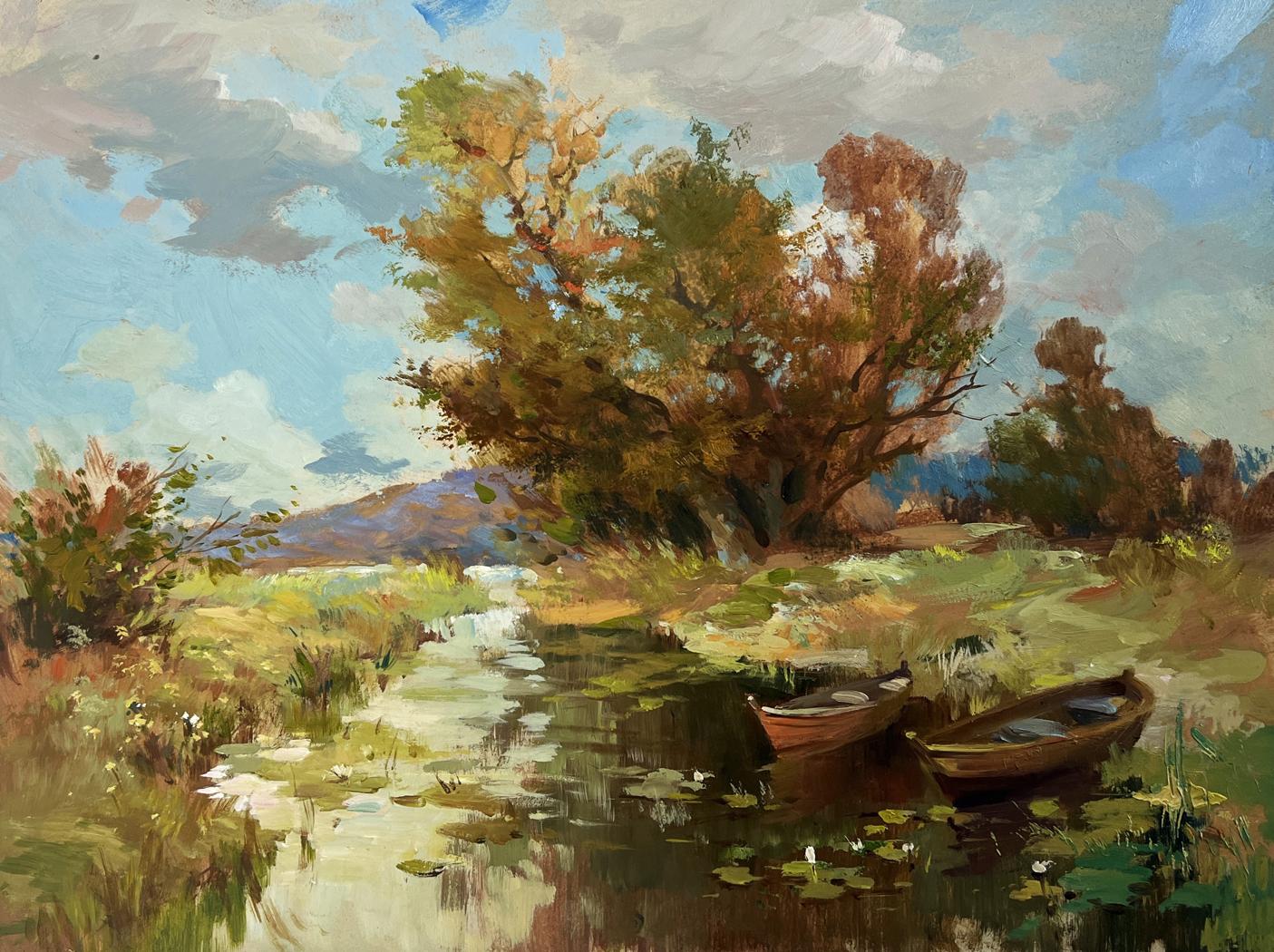 Oil painting A moment of silence by the river by Yuriy Suprunchuk