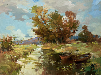 Oil painting A moment of silence by the river by Yuriy Suprunchuk