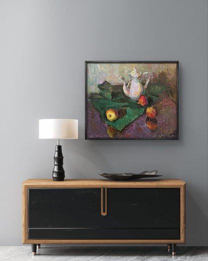 Oil painting Interior Still life with grenades Oleksandr Andreev