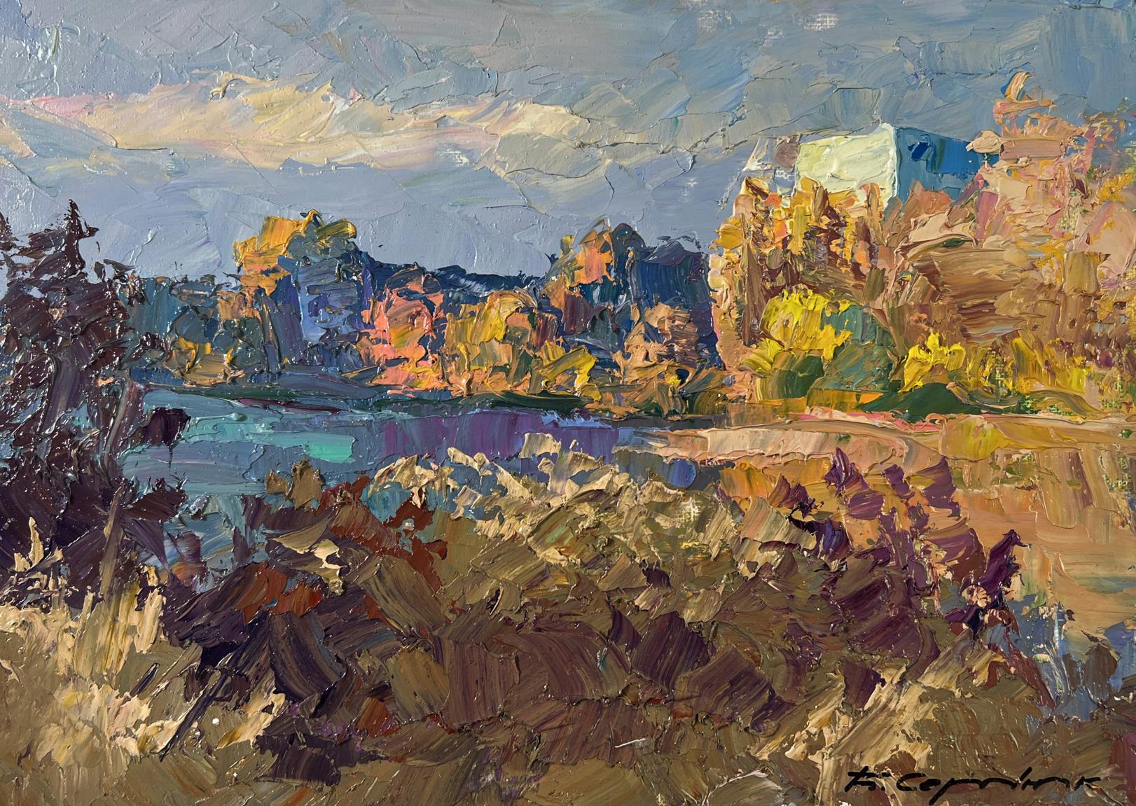 Impressionistic oil painting August summer day by Boris Serdyuk