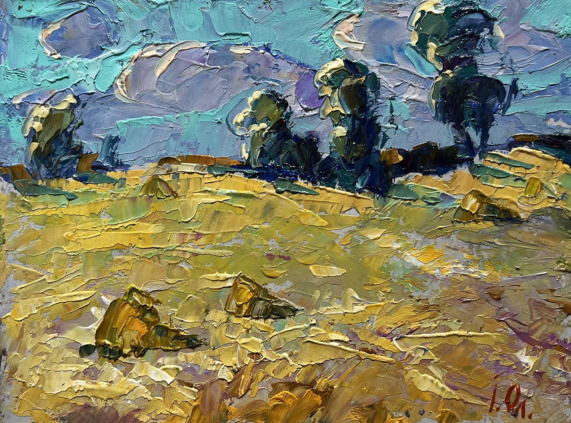 Oil painting In the Morning in a Wheat Field by Oleksiy Ivanyuk