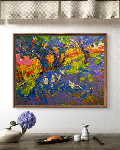 Vibrant Oleksiy Ivanyuk oil painting of geese under willow in impressionist style