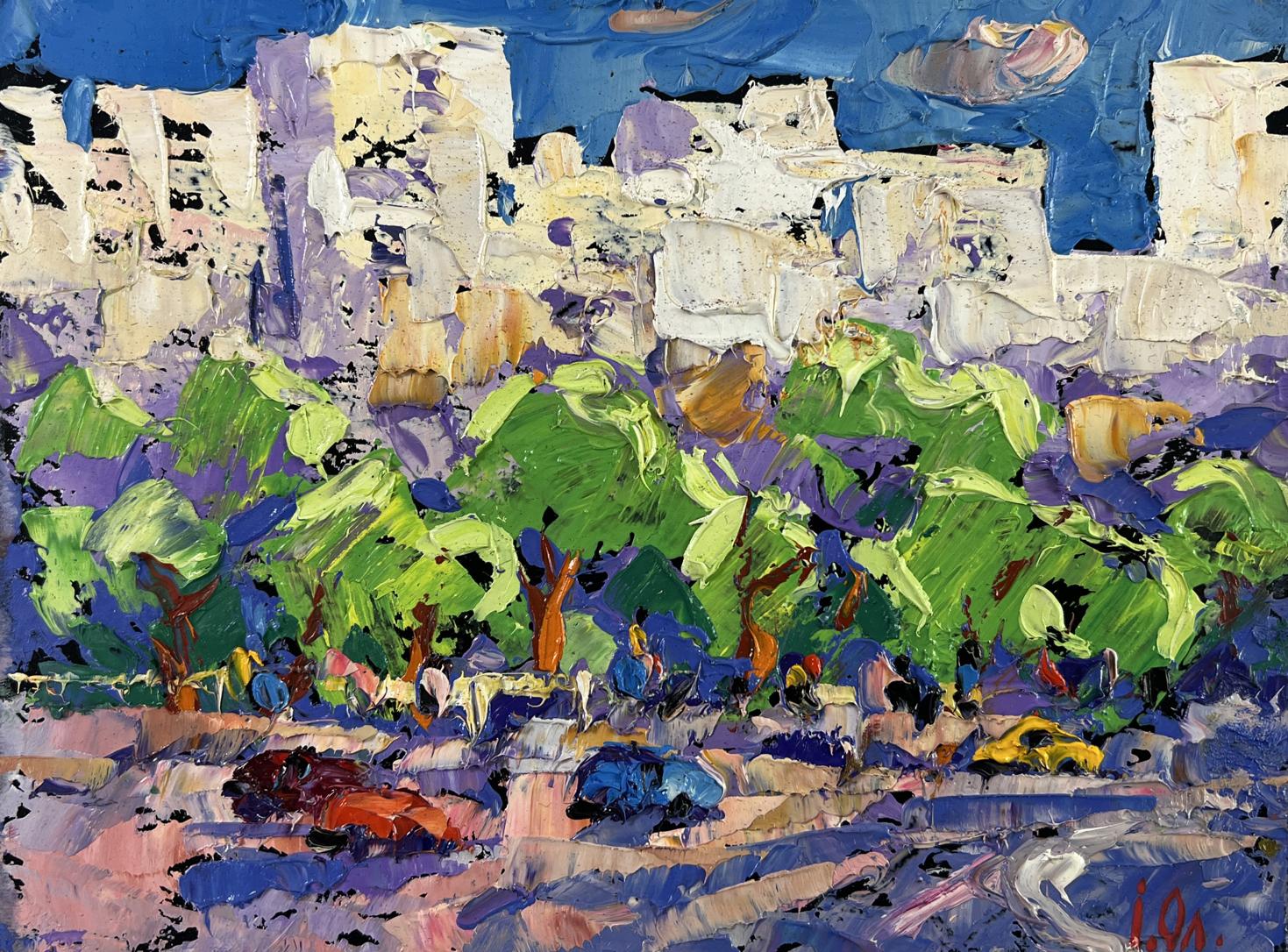 Vibrant impressionist Big city lights oil painting by Oleksiy Ivanyuk