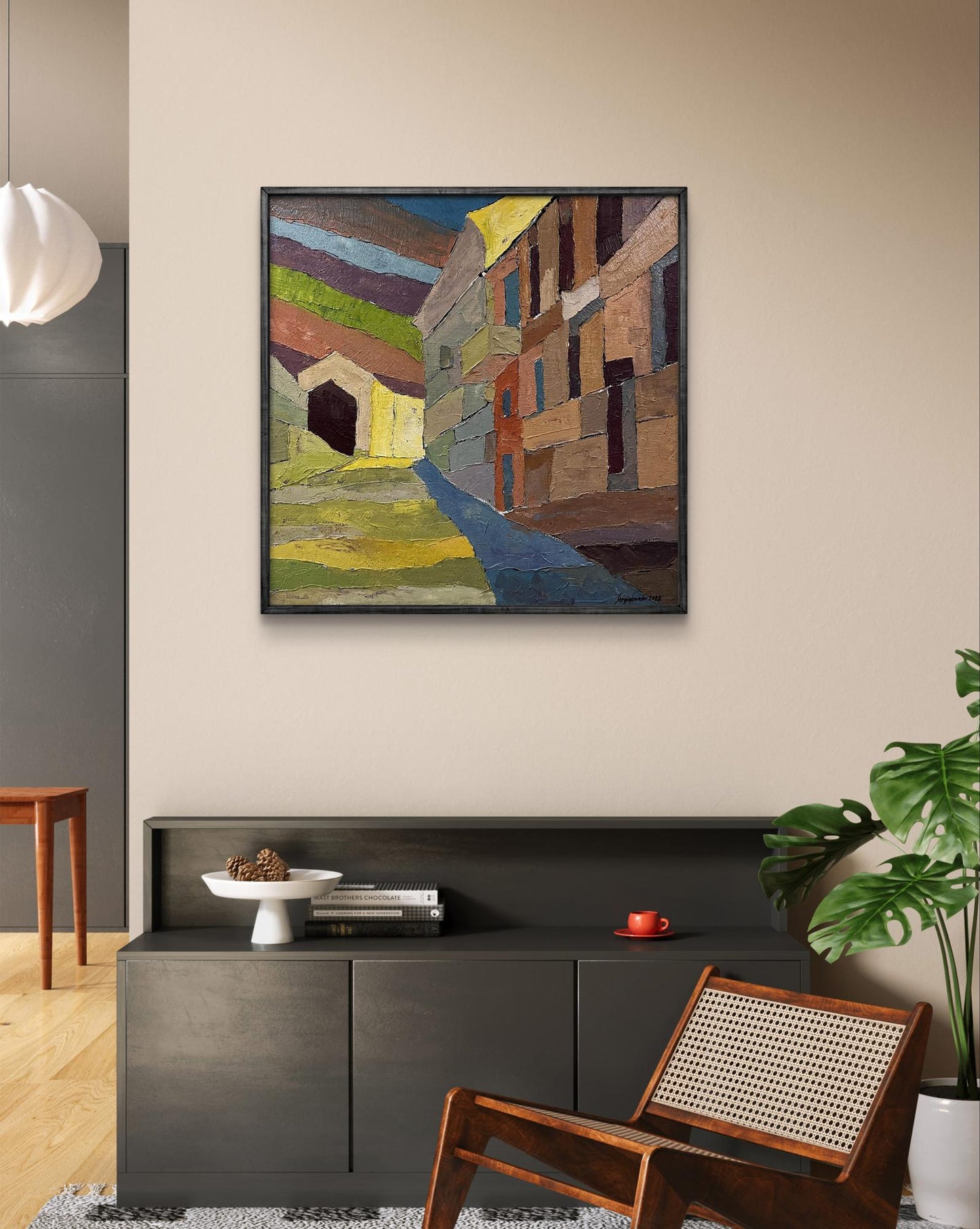 Framed Oil Painting Rising Up by Serhiy Kovalev with bold textured brushstrokes