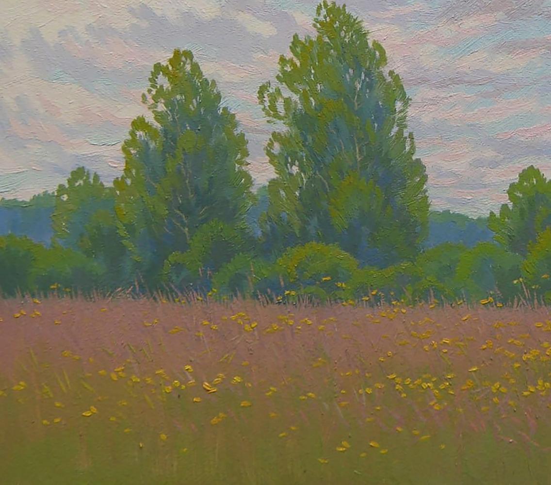 Serene oil painting of golden dandelions by Valery Savenets