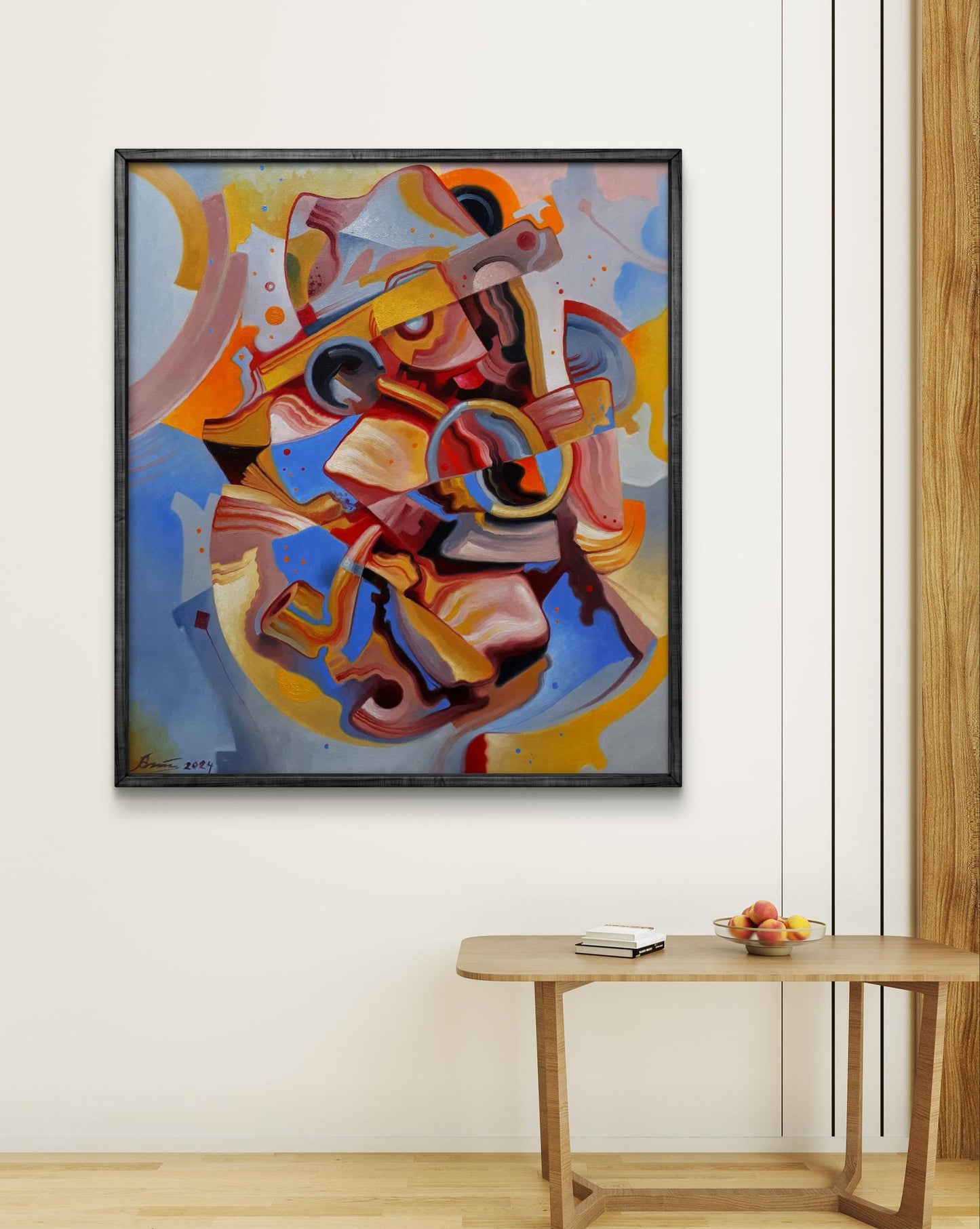 Oil painting Golden Virginia by Sergiy Voichenko in black frame