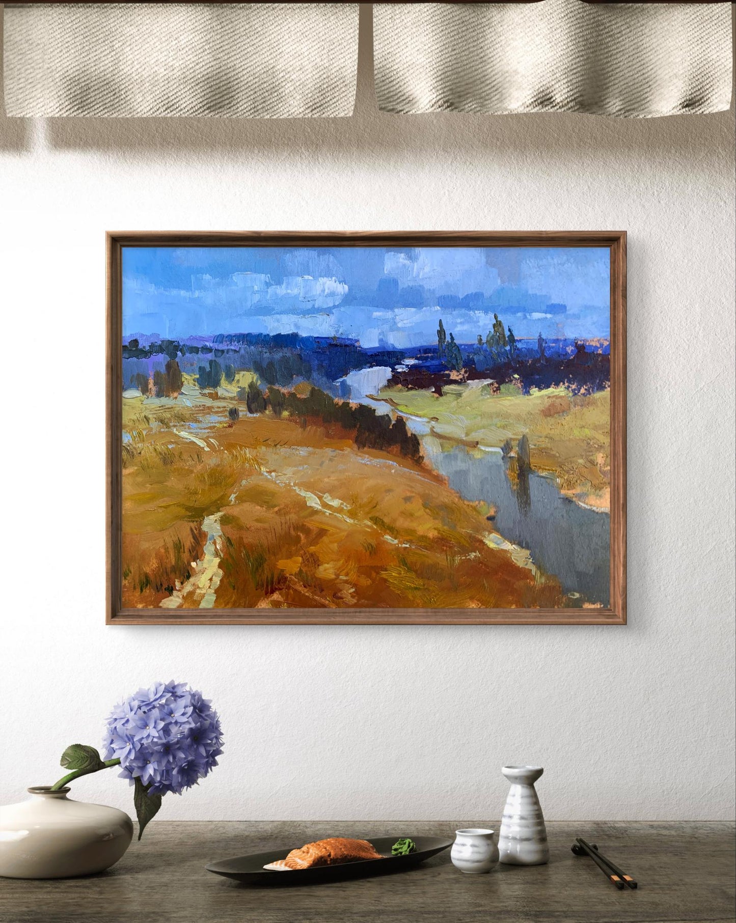 Framed oil painting The river flows into the distance by Yuriy Suprunchuk
