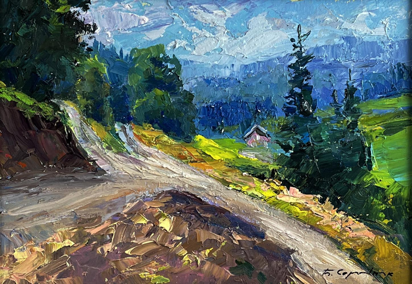 Vibrant impressionist oil painting Fresh mountain air by Boris Serdyuk