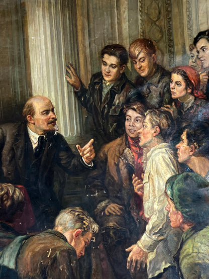 Oil painting Lenin among delegates of the 3rd Congress of Komsomol Viktor Terentyev
