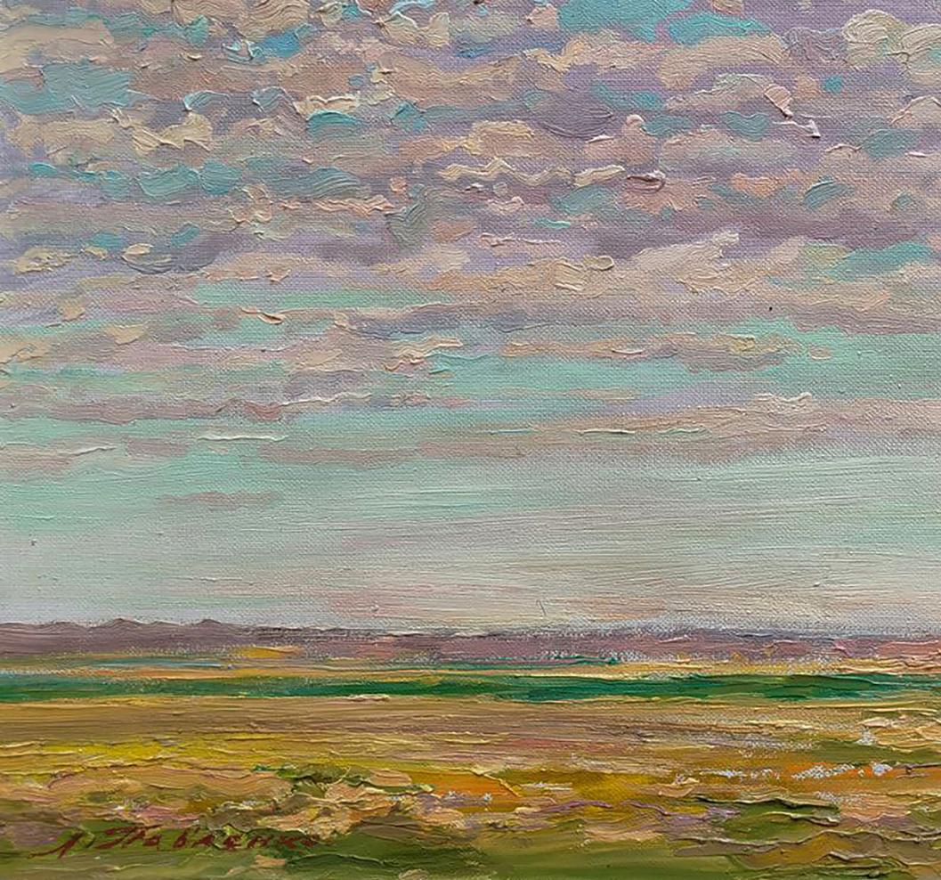 Oil painting Spring expanses of fields by Leonid Pavlenko serene landscape