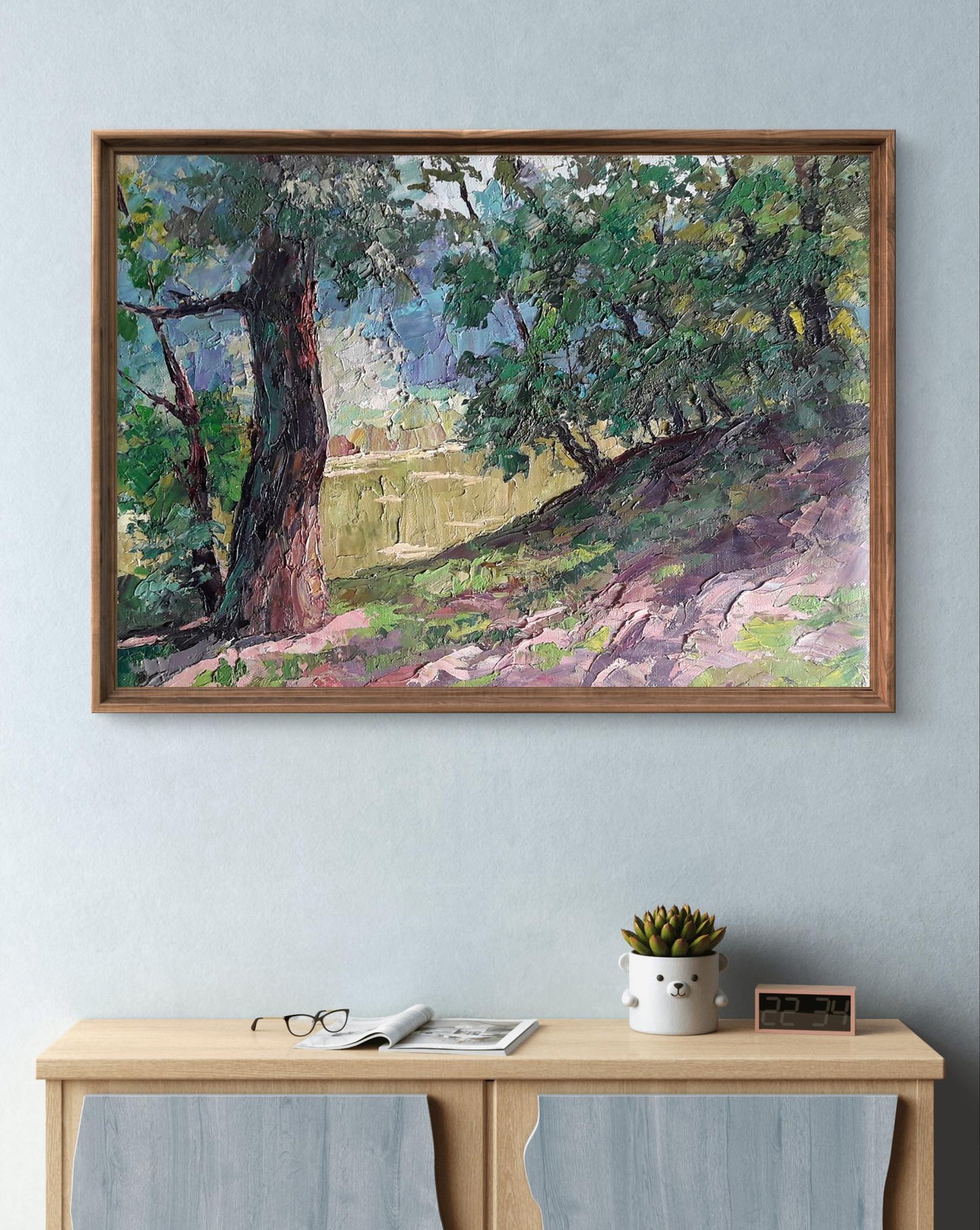 Oil painting Shore in the forest by Boris Serdyuk in wooden frame
