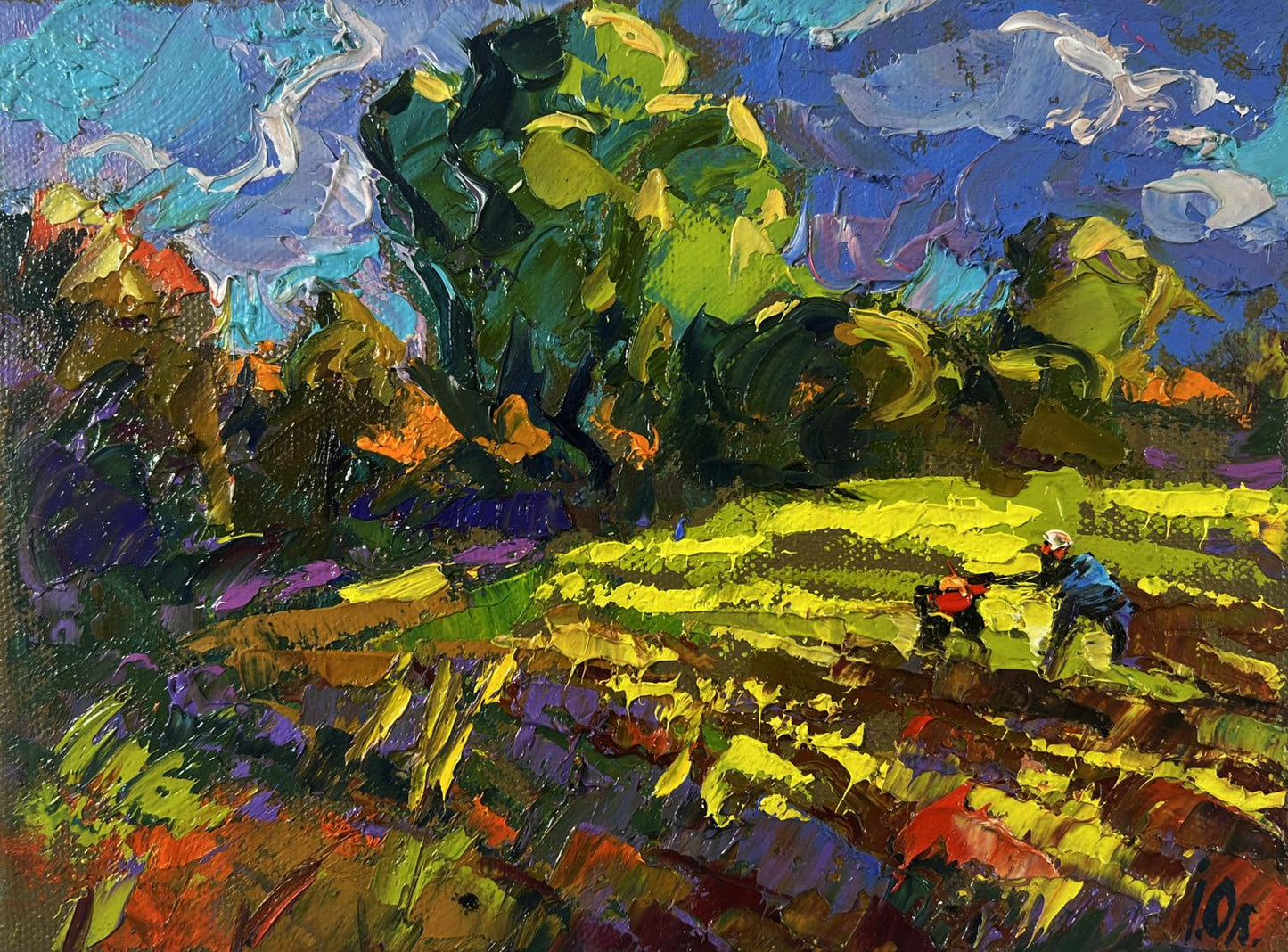 Vibrant impressionist oil painting In the Garden by Oleksiy Ivanyuk