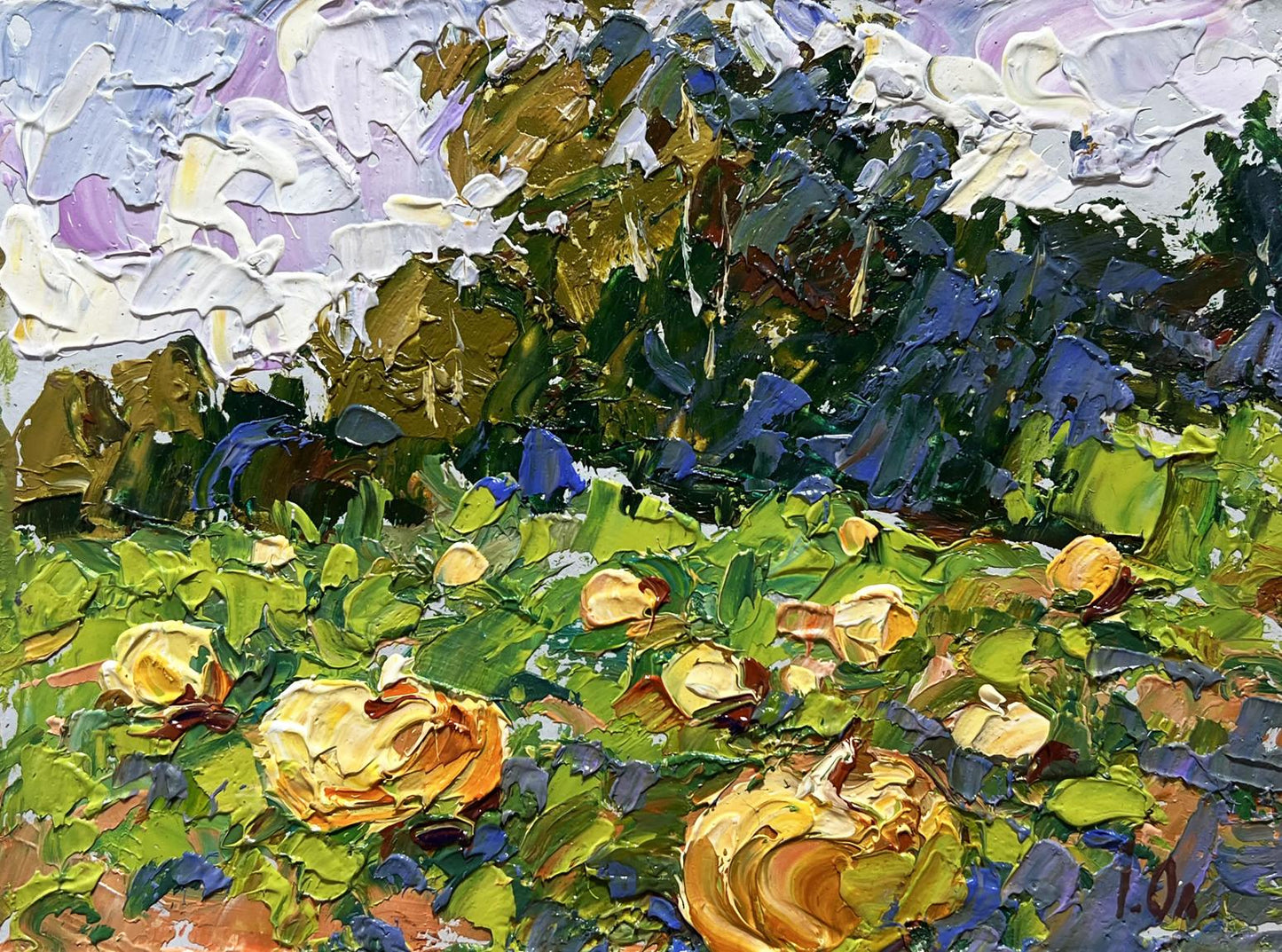 Vibrant impressionist oil painting of sunlit field by Oleksiy Ivanyuk
