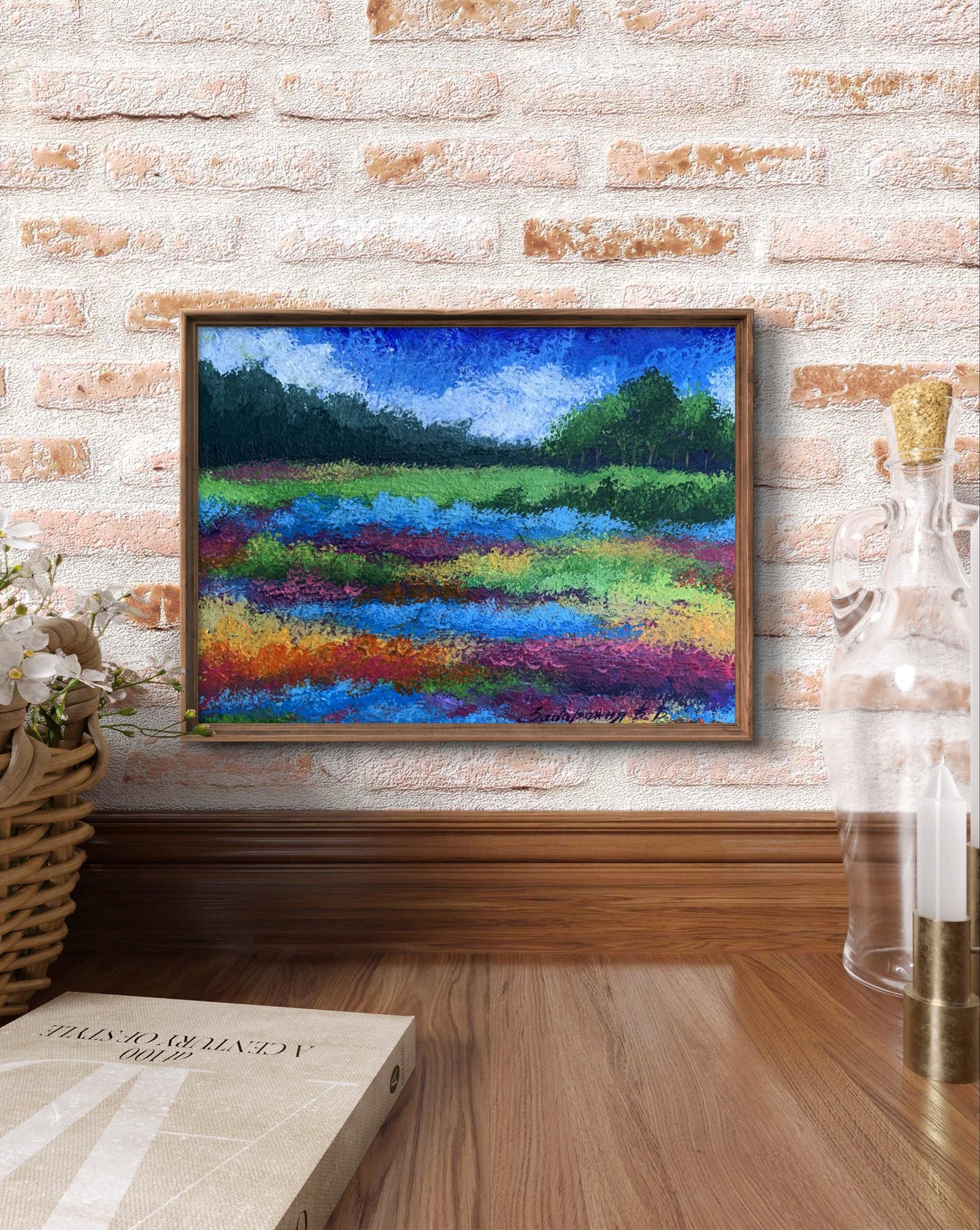 Oil painting Fields of flowers by V. Zadorozhnya vibrant field scene