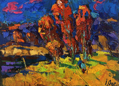 Vibrant impressionist oil painting Melody of the Wind and Whispers by Oksana Ivanyuk
