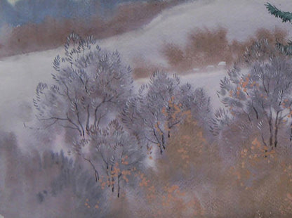 Watercolor painting of winter hills by Valery Savenets snowy landscape