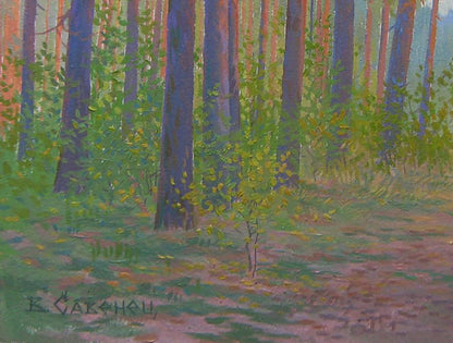 Oil painting Autumn morning in the forest by Valery Savenets