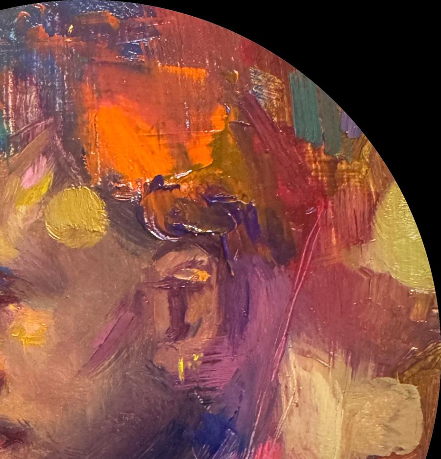 Vibrant Life of the Party oil painting by Annam Butt with bold colorful strokes