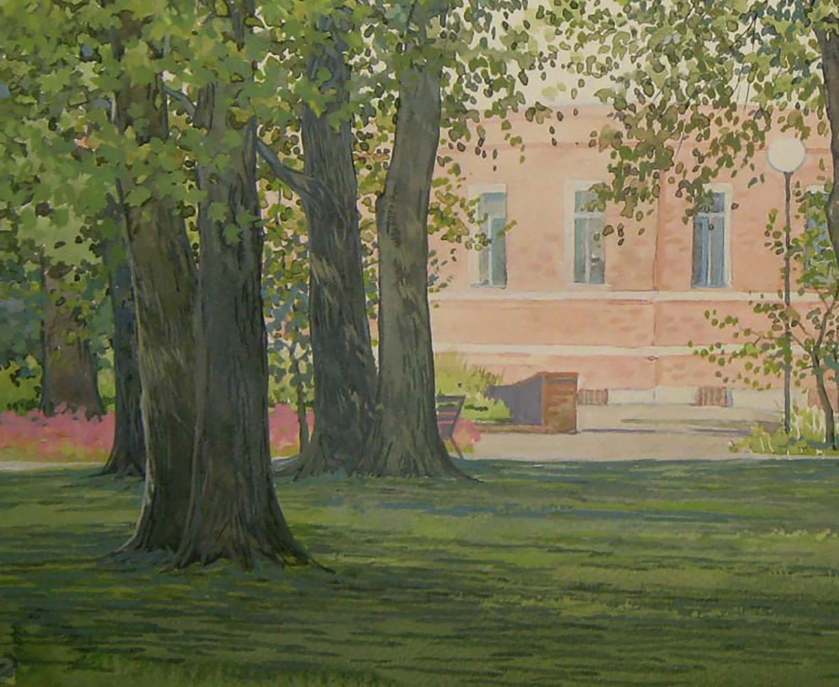 Watercolor painting of summer park by Valery Savenets
