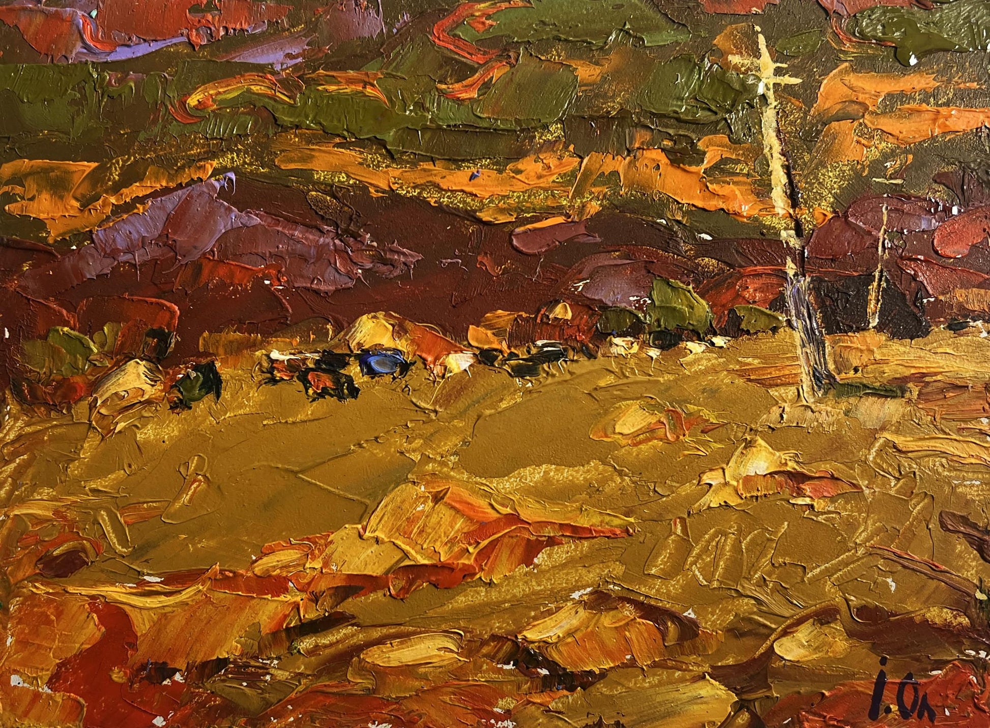 Oil painting Orange sunset over the mountains by Oleksiy Ivanyuk