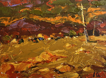 Oil painting Orange sunset over the mountains by Oleksiy Ivanyuk