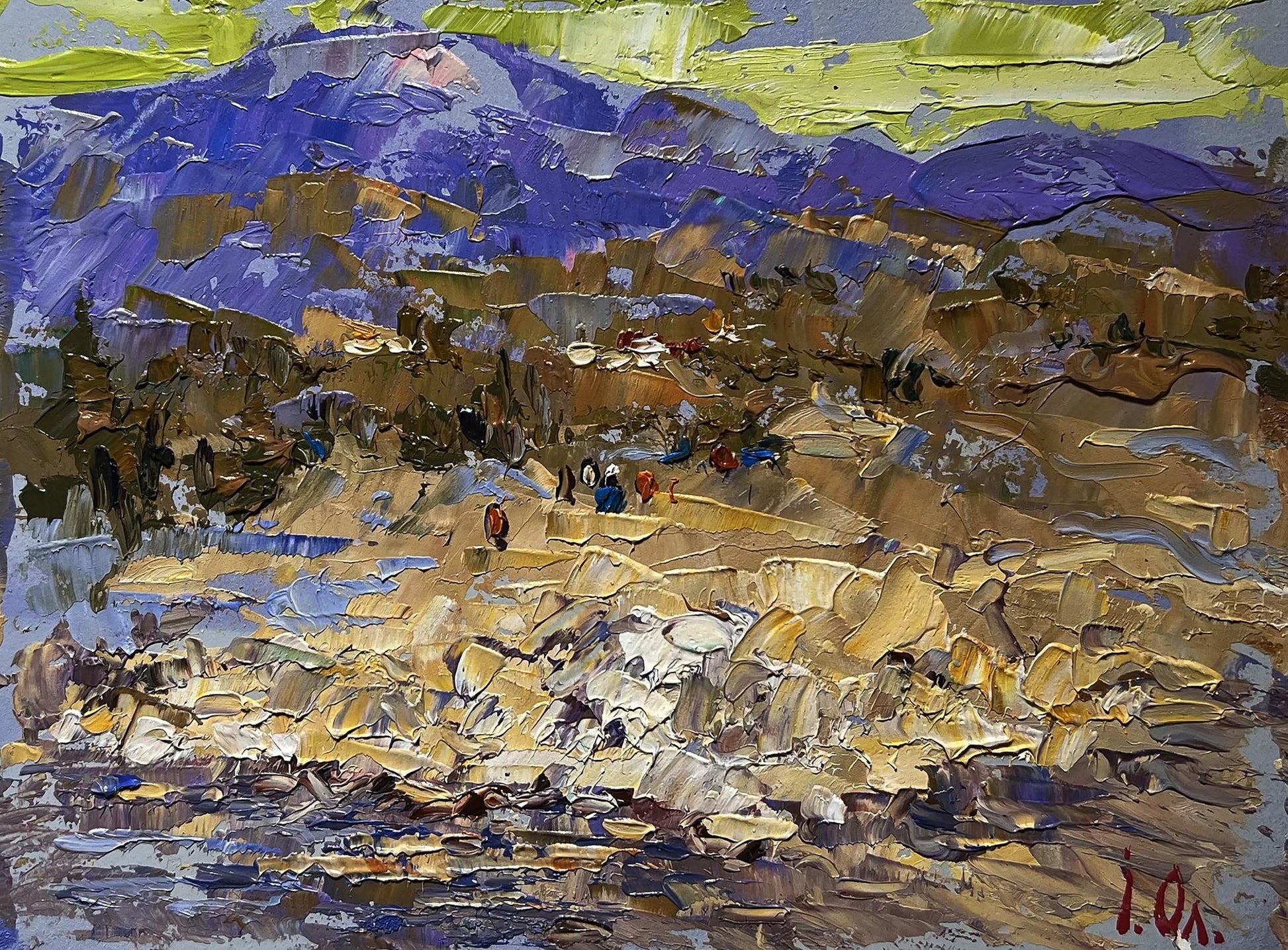Oil painting The bank of a mountain river by Oleksiy Ivanyuk, impressionistic landscape