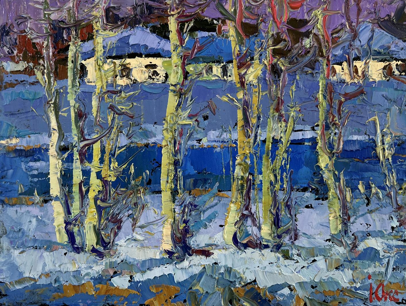 Vibrant impressionist oil painting The first breath of spring by Oksana Ivanyuk