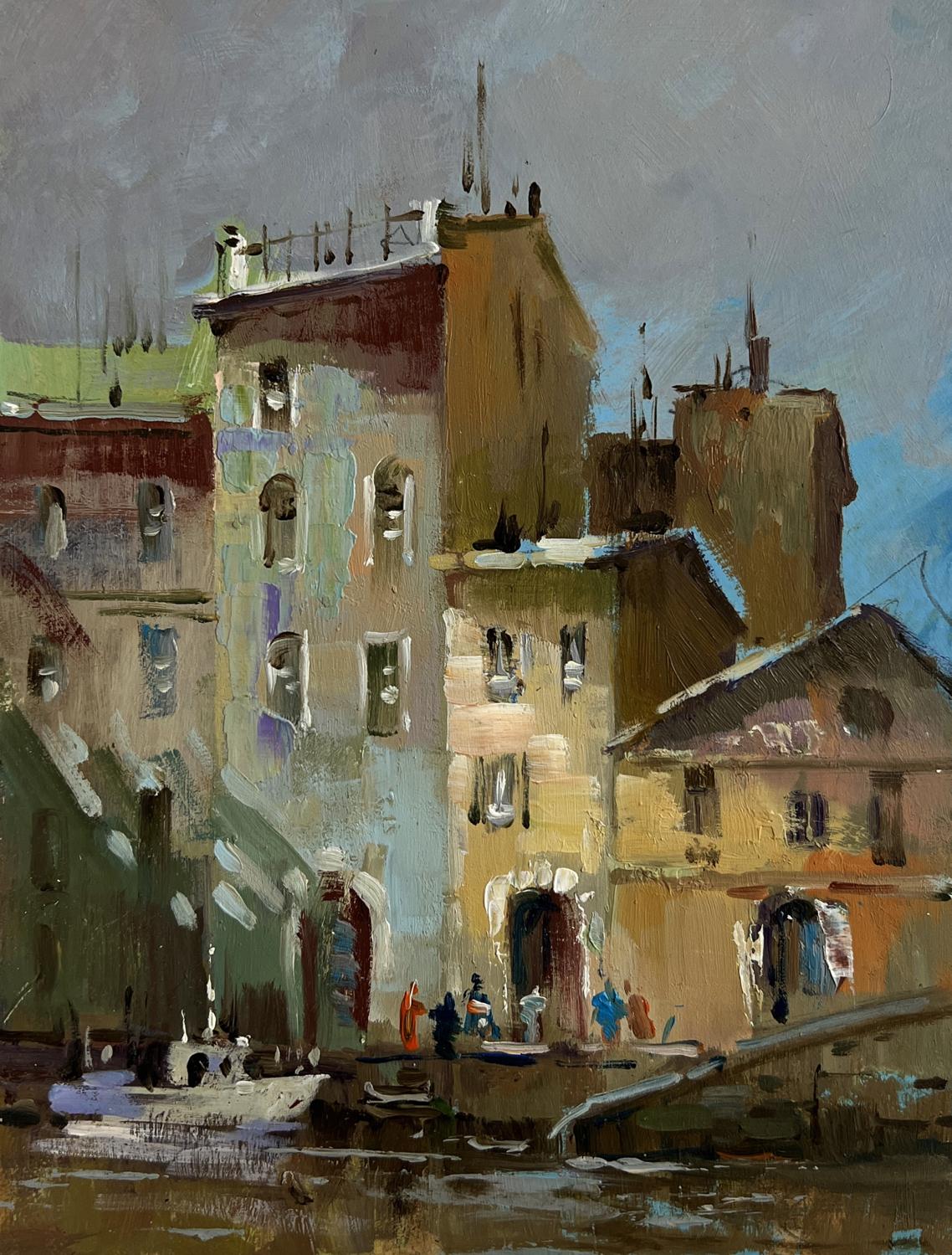 Impressionistic oil painting Shadows of a City Street by Yuriy Suprunchuk