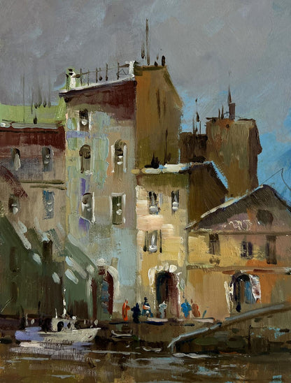 Impressionistic oil painting Shadows of a City Street by Yuriy Suprunchuk