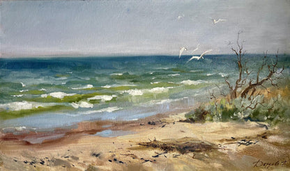 Oil painting Autumn sea breeze by Tatyana Derdey coastal scene