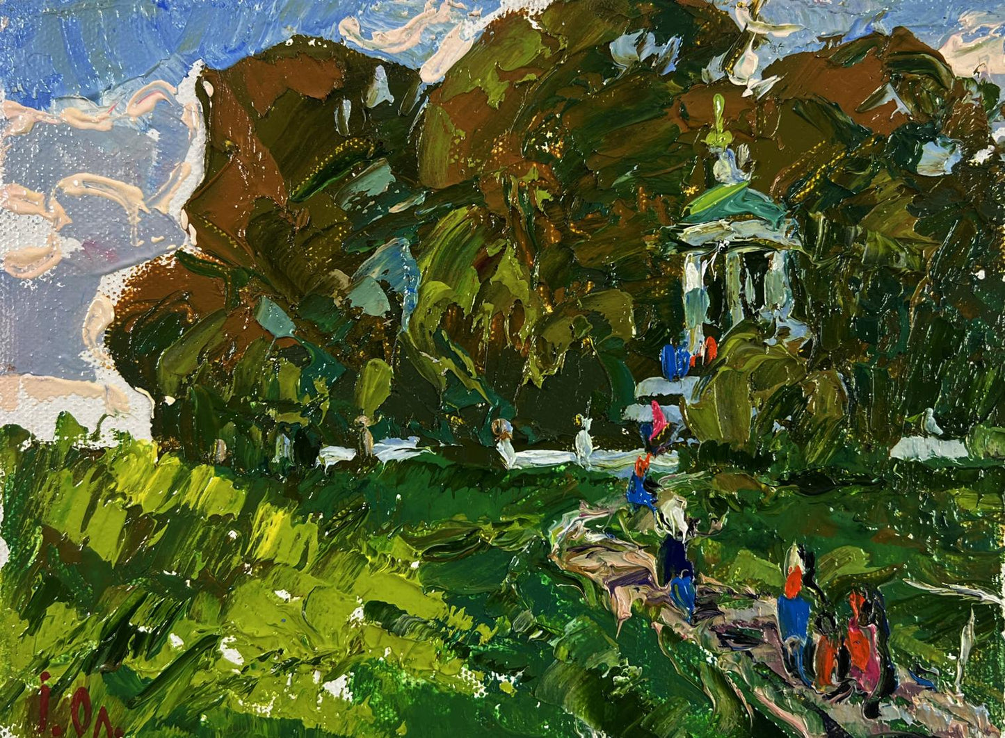Vibrant impressionistic oil painting Silence in the green heart of the garden by Oleksiy Ivanyuk