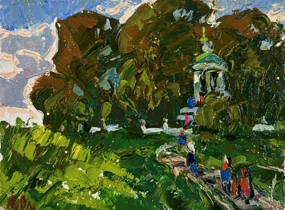 Vibrant impressionistic oil painting Silence in the green heart of the garden by Oleksiy Ivanyuk