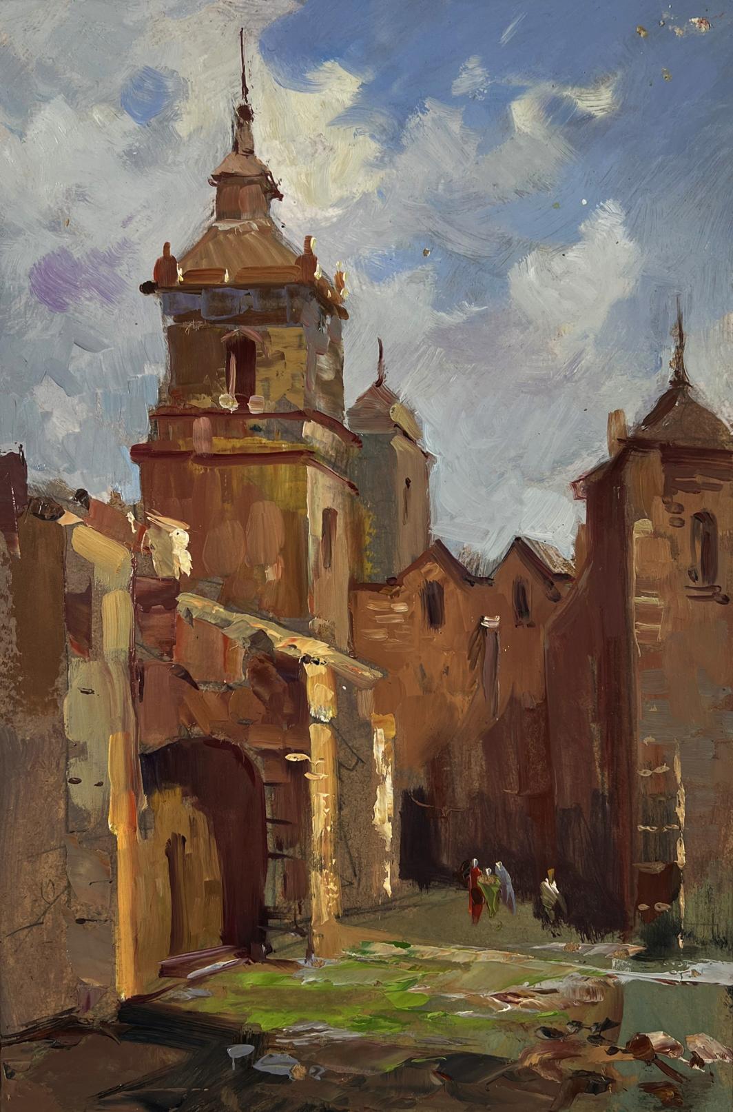 Oil painting of ancient castle tower by Yuriy Suprunchuk