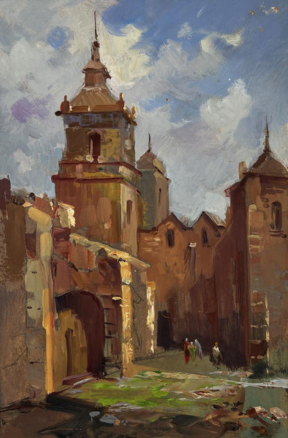 Oil painting of ancient castle tower by Yuriy Suprunchuk