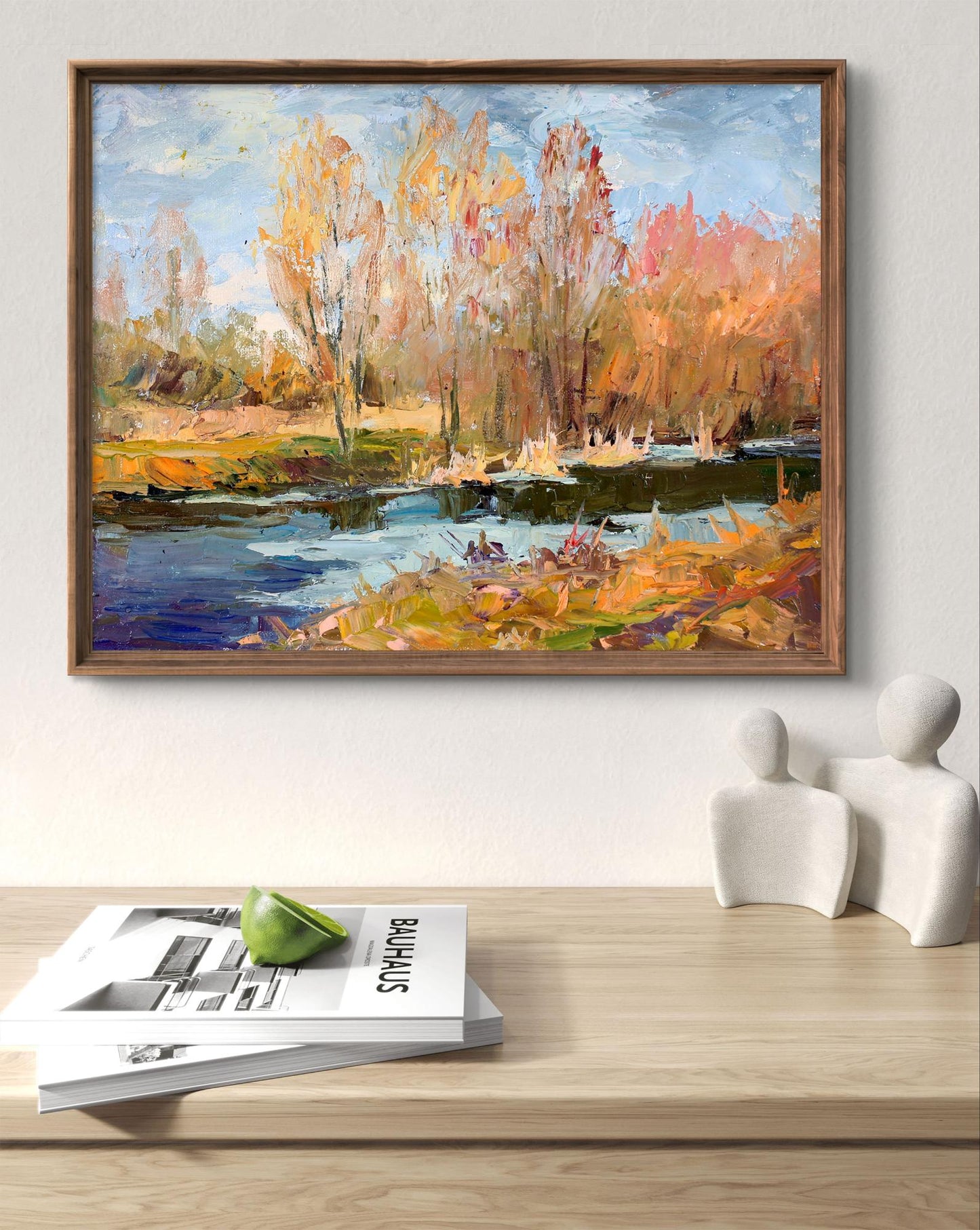 Oil painting The first ice by Boris Serdyuk in wooden frame
