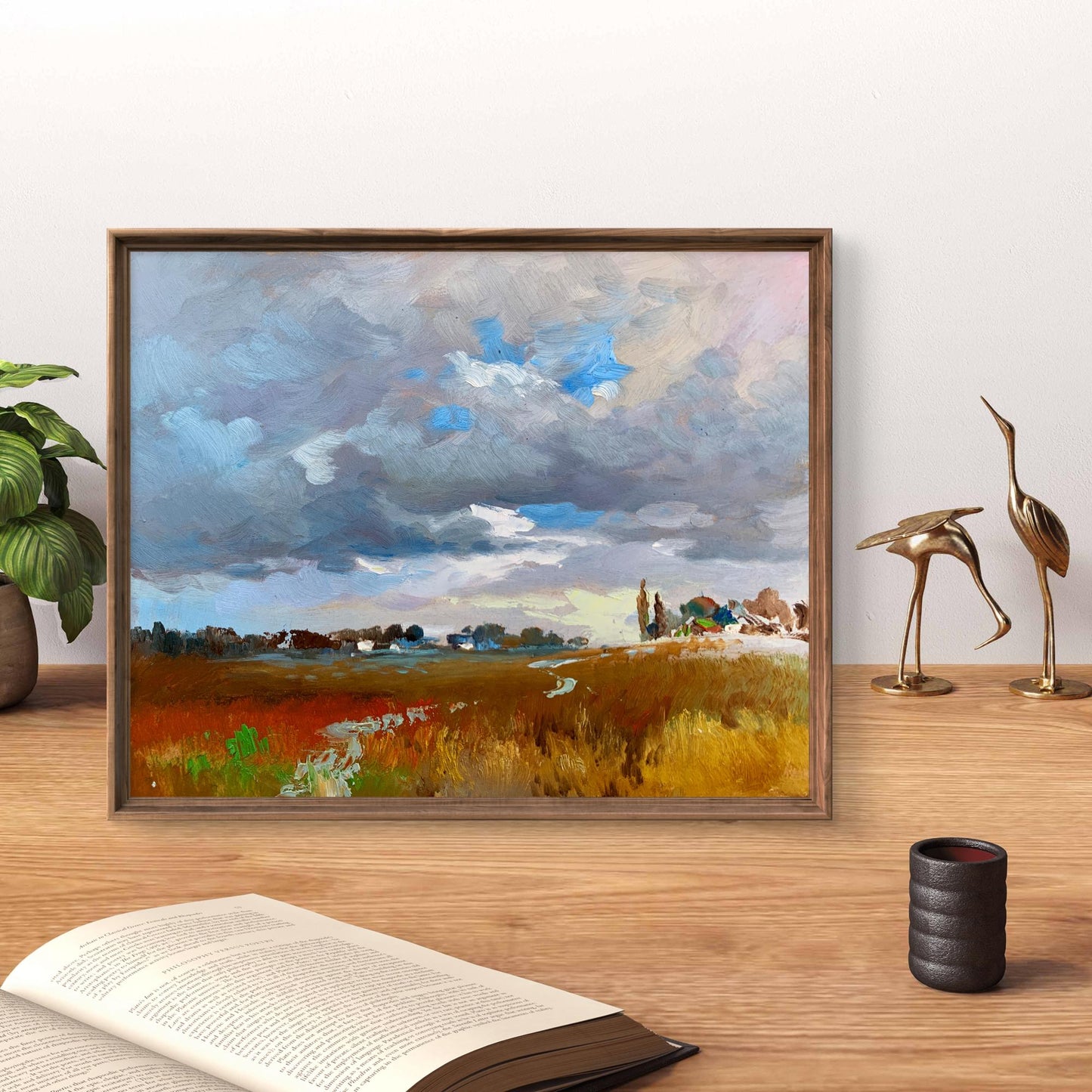 Framed abstract landscape oil painting Not far from the village by Yuriy Suprunchuk