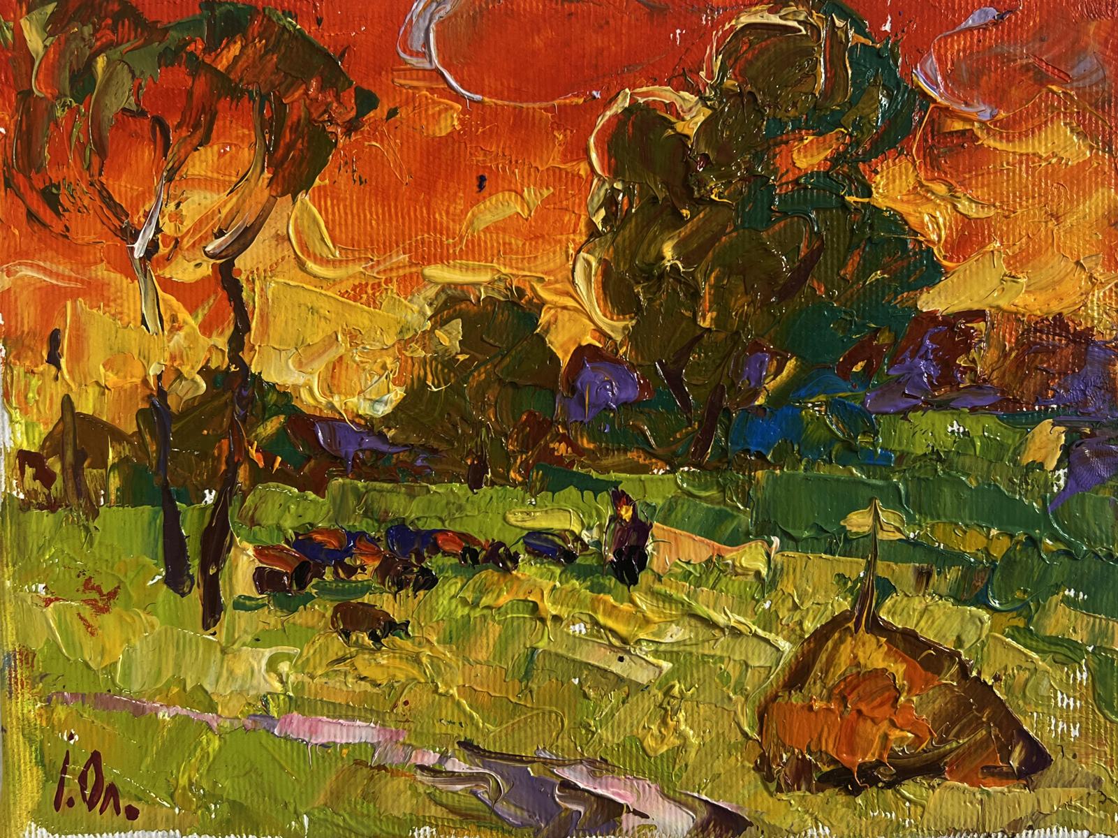 Vibrant impressionist oil painting The summer sky is burning by Oleksiy Ivanyuk