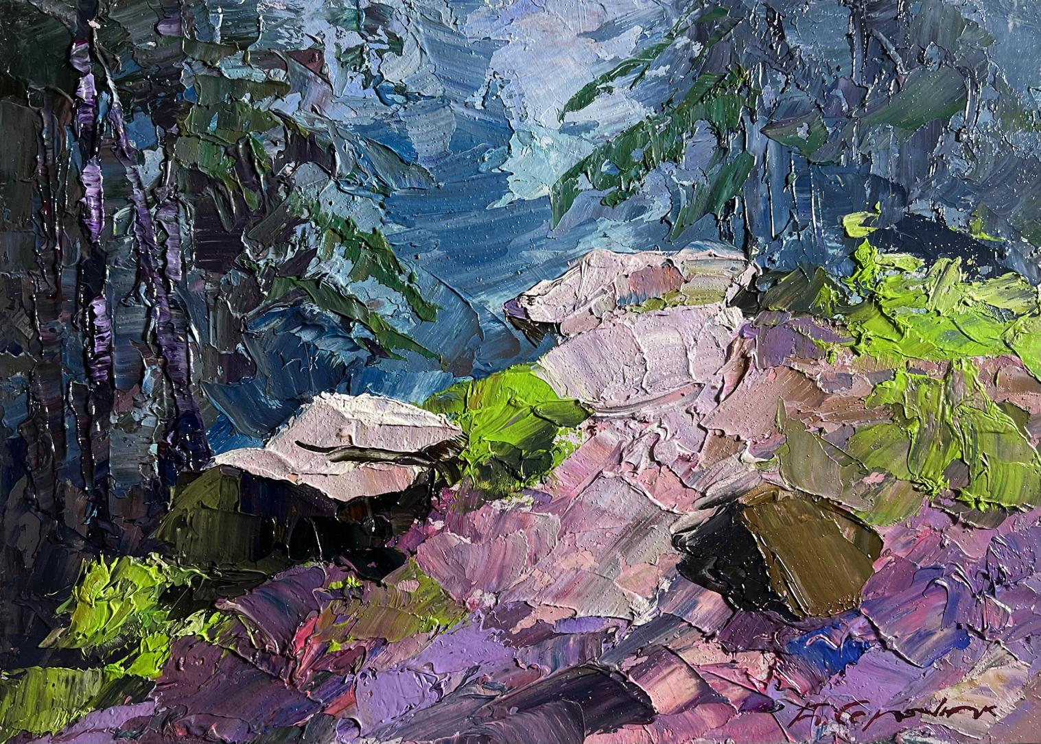 Vibrant impressionist oil painting Path in the forest by Boris Serdyuk